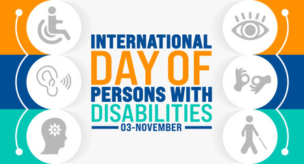 International Day of Persons with Disabilities background, banner or poster design template. observed every year in December. Holiday concept. Use to any Template, card, poster, placard, template.