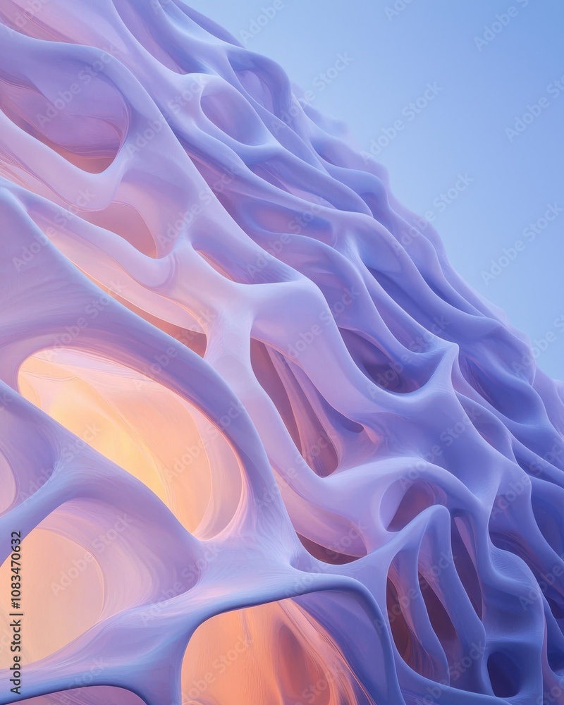 Poster exploring abstract structures digital realm art soft light conceptual design