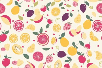 Colorful Fruit Pattern on Light Background
