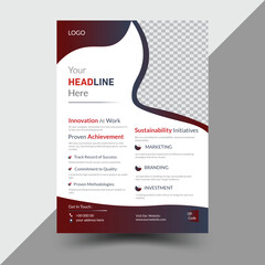 Corporate business flyer design and simple brochure design template with red and grey  color combinations. vector illustration template 