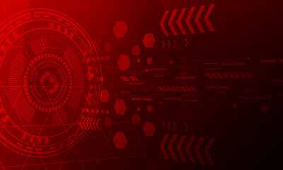 Obraz premium red line circuit high technology circle connecting network abstract background