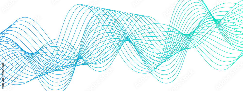 Poster Abstract colourful wave line transparent background modern stream wave background and curve lines. Curved wavy lines tech futuristic motion background. Frequency sound wave and lines