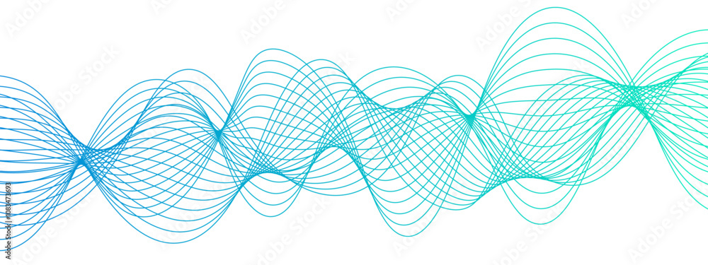 Aufkleber Abstract colourful wave line transparent background modern stream wave background and curve lines. Curved wavy lines tech futuristic motion background. Frequency sound wave and lines