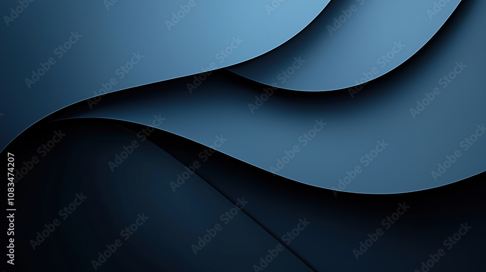 Poster abstract background with minimalistic blue shapes and curves