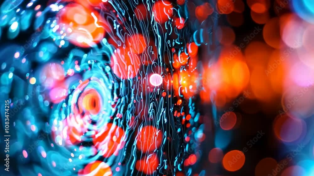 Poster vibrant abstract background with colorful bokeh lights and swirling patterns, creating mesmerizing v