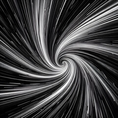 Abstract Black and White Vortex Design with Dynamic Speed Lines Creating a Swirling Texture Effect for Modern Graphic Art and Creative Backgrounds