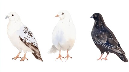 Fototapeta premium Cute Small Birds in Watercolor Style