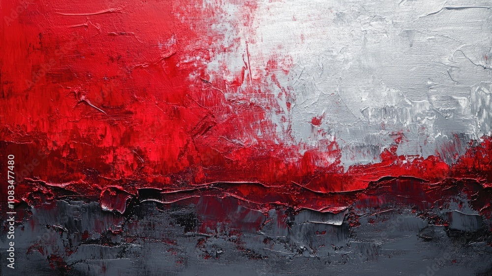 Poster textured painted background in deep red and gray hues, creating a striking visual effect. the deep r