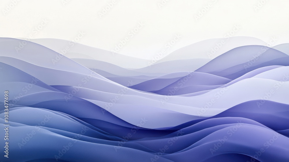 Poster Abstract background with wavy layers in blue and purple shades, creating a smooth flowing texture with a gradient effect