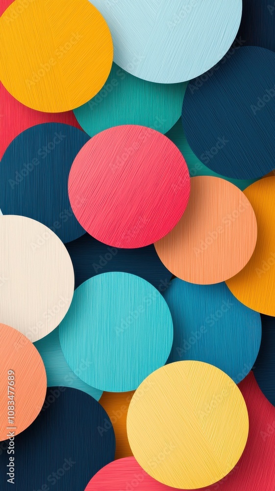 Poster a vibrant arrangement of colorful circles in various shades creates a playful and dynamic visual eff