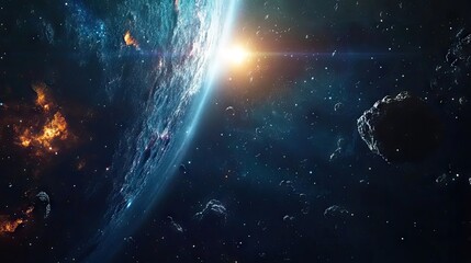 Obraz premium Breathtaking outer space scene reveals the cosmic beauty of the universe, with vivid colors and captivating celestial formations, perfect for capturing the essence of outer space.