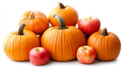 Obraz premium Vibrant Seasonal Arrangement of Pumpkins and Apples