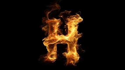 Vibrant Flames Forming an Artistic Letter H in a Dark Background, Capturing the Essence of Fire and Motion in a Stunning Visual Representation
