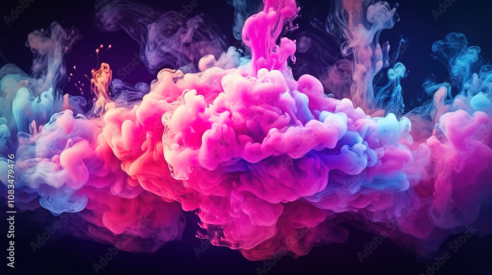 Poster eye catching colored smokes captured in the air. versatile image suitable for various projects