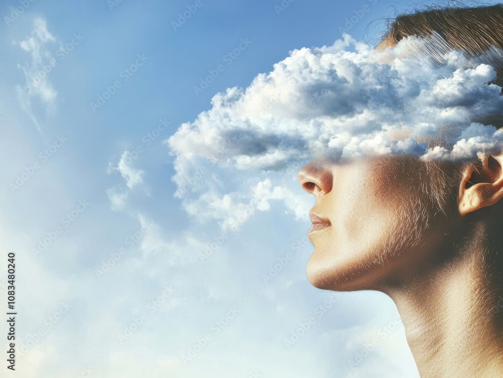 Poster exploring the depths of imagination how cloud-like thoughts shape our perception of reality