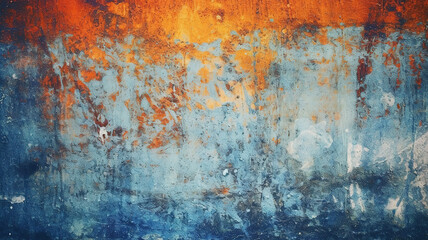 Obraz premium Fantastic abstract painted wall with a vibrant blend of blue and orange textures