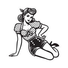 Fototapeta premium Minimalist Fashion Girl – Black And White Vector Clipart Design