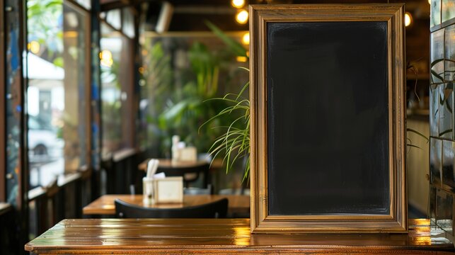 Restaurant Empty Menu Board and Chalkboard Menu Sign - A Blank Canvas for Culinary Offerings. The Chalkboard's Surface Awaits the Handwriting of Delicious Dishes, Prices, and Specials. The Empty Menu 