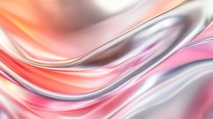 Naklejka premium Smooth gradients and glowing effects abstract background. Shiny, silvery fabric with a holographic hue. Vibrant iridescent colors in blue, hot pink, and purple.