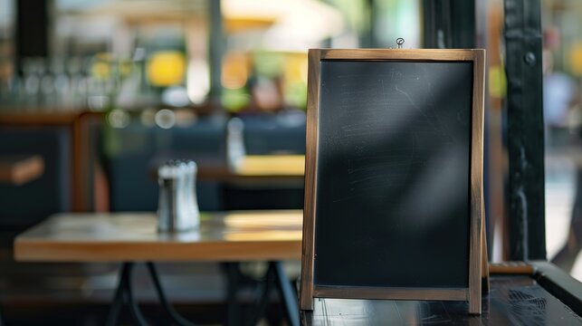 Restaurant Empty Menu Board and Chalkboard Menu Sign - A Blank Canvas for Culinary Offerings. The Chalkboard's Surface Awaits the Handwriting of Delicious Dishes, Prices, and Specials. The Empty Menu 