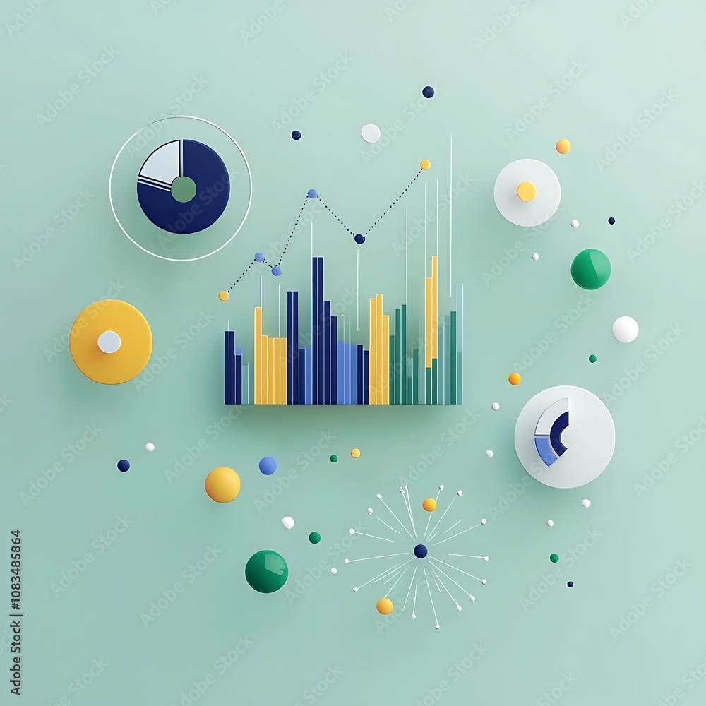 Poster colorful data visualization and charts design