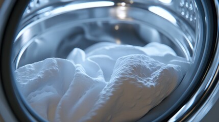 Close-up of White Clothes in a Washing Machine