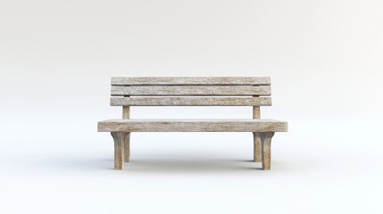 Wooden Park Bench Isolated on a Light Background Ideal for Outdoor Furniture, Landscape Photography, or Public Space Decor Concepts