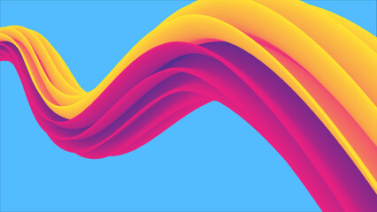 Fototapeta premium a colorful wave is drawn by a man with a red and orange striped background.