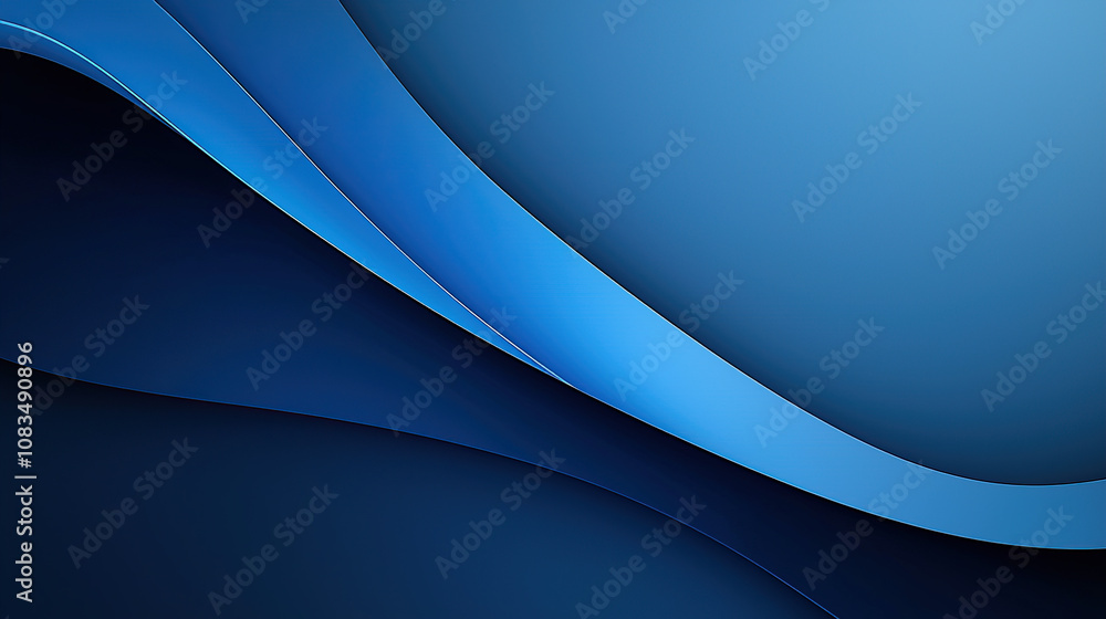 Poster abstract background with minimalistic blue shapes and curves