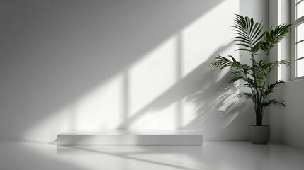 Fototapeta premium Empty room with a concrete floor and wall. decoration style living room white nobody frame indoor light layout parquet classic