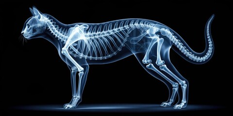 Fototapeta premium X-ray Image of a Cat's Spine - Veterinary Medicine Insights for Pet Health and Diagnosis, Detailed Radiographic View for Animal Care Professionals