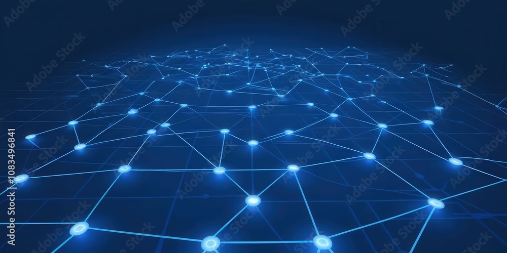 Poster dynamic 3d network visualization space infographic design technology environment aerial perspective 