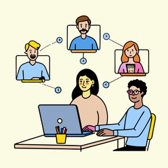 Effective Collaboration: Business Professionals Working Together in a Modern Office Environment