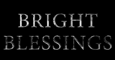 Obraz premium Bright Wishes golden text animation. Wishing and celebrating Christmas and New Year 2025, 2026 with family friends. Gold Bright Wishes Text. Greeting invitation showering love announcement bg