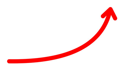 右肩上がりのシンプルな赤色の矢印イラスト デザイン 方向 上昇 業績