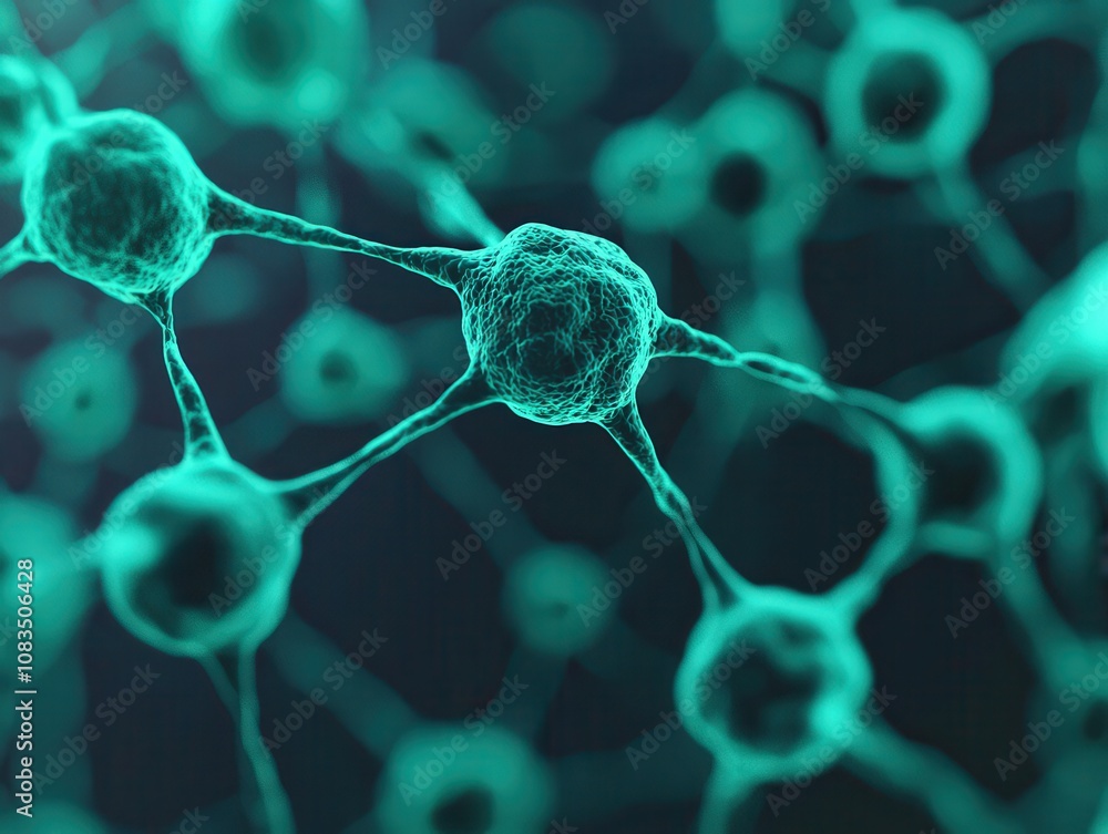 Poster exploring cellular structures under microscope science lab scientific image dark environment close-u