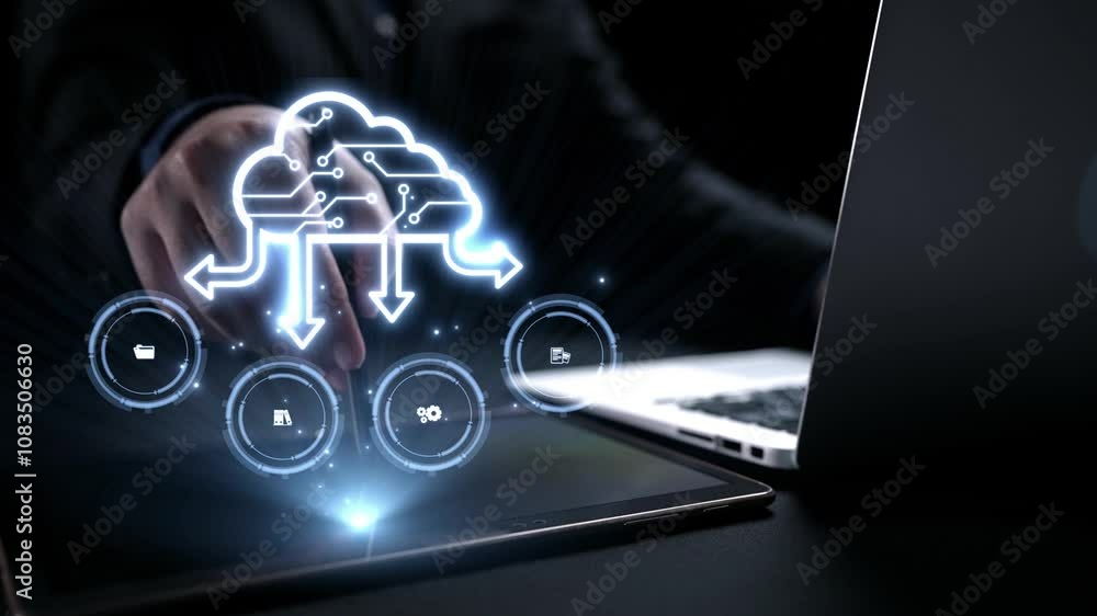 Aufkleber business person discover the future of cloud computing with latest insights and elevate business by 