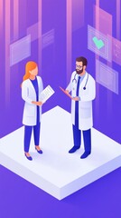 Obraz premium Healthcare collaboration medical office digital art professional setting eye-level view innovation for patient care