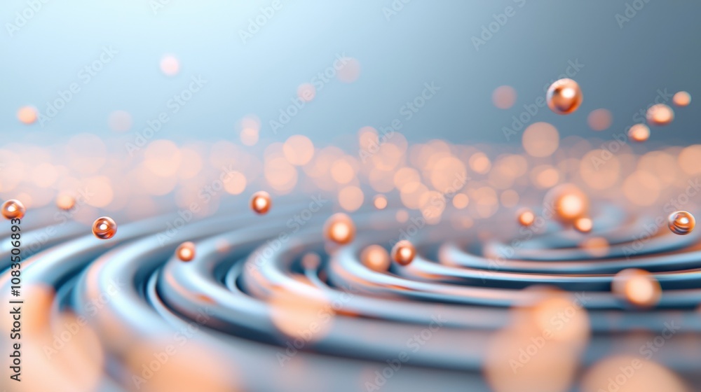Poster dynamic flow of particles in water ripple effect abstract art calm atmosphere close-up view modern c