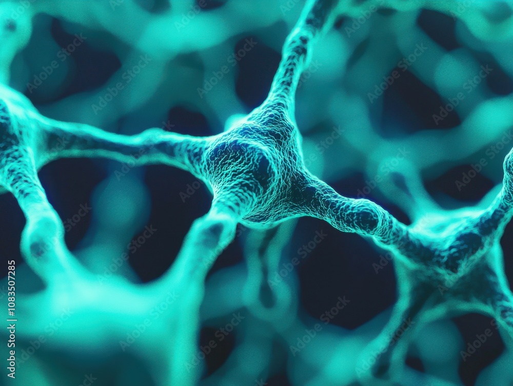 Poster exploring neurons and synapses science lab digital art abstract environment close-up view neuroscien