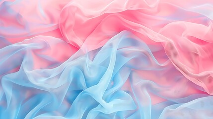 Fototapeta premium Soft, flowing fabric in pastel pink and blue hues, creating a gentle and serene visual effect.
