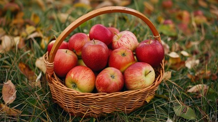 A wicker basket sat on the kitchen table, filled to the brim with freshly picked apples, their skins gleaming in shades of red, green, and gold.
