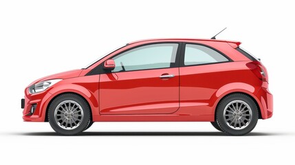 A compact car with hatchback design, isolated on white background