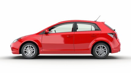 Fototapeta premium A compact car with hatchback design, isolated on white background