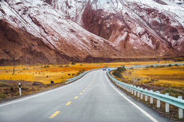 Natural landscape views alongside the road in Western Xinjiang, China