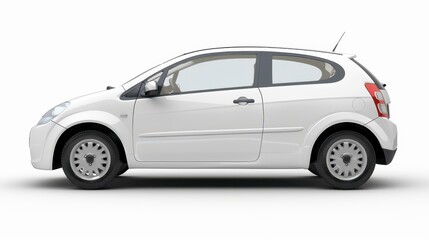 Fototapeta premium A compact car with hatchback design, isolated on white background