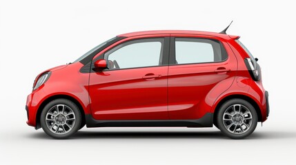 A compact city car with small body design, isolated on a white background