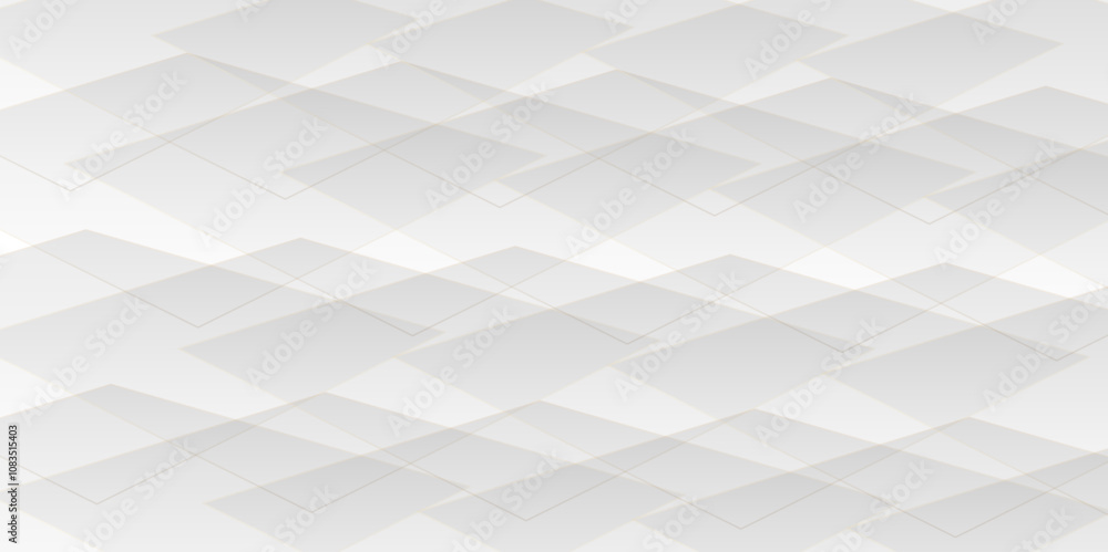 Poster abstract white and gray background design with layers of textured white transparent material in tria