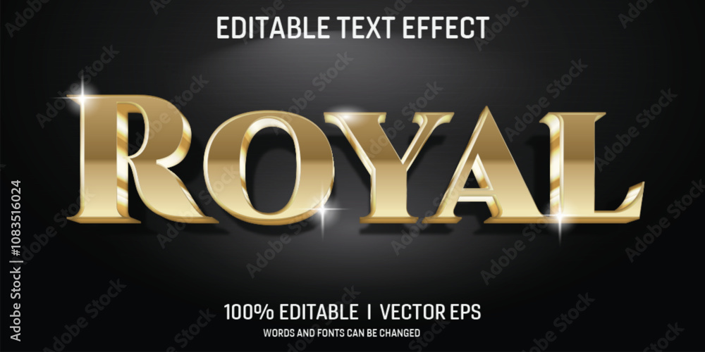 Aufkleber editable golden royal vector 3d text effect with style design