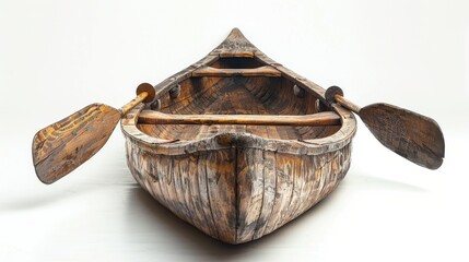 Fototapeta premium A kayak with two paddles, isolated on a white background